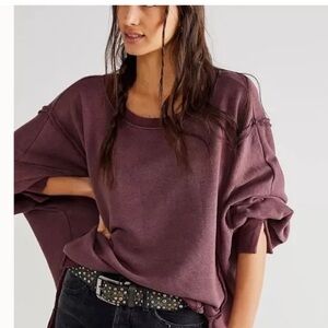 Free People Women's Oversized Mauve Sweatshirt SM